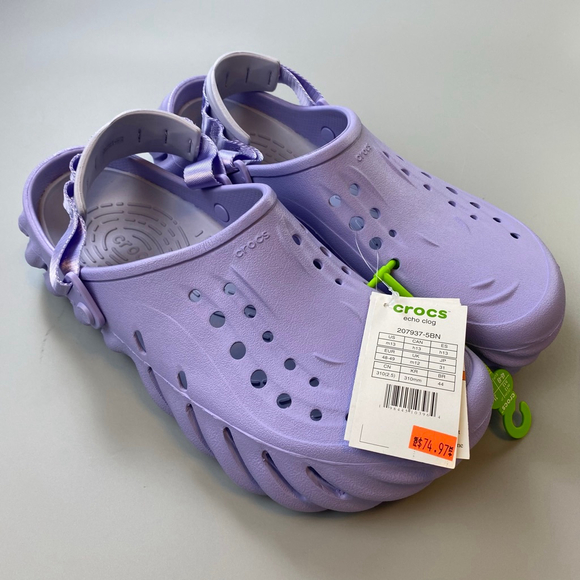 Crocs Echo Clog Purple Men’s 13 NEW Ugly Casual Athleisure Slippers Strap Chunky